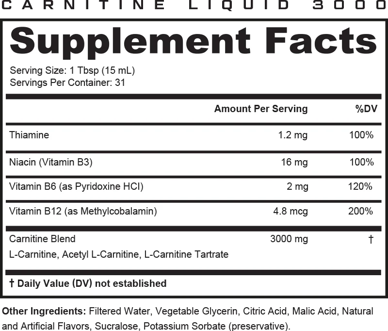 Liquid L-Carnitine 3000: Metabolism & Energy Support